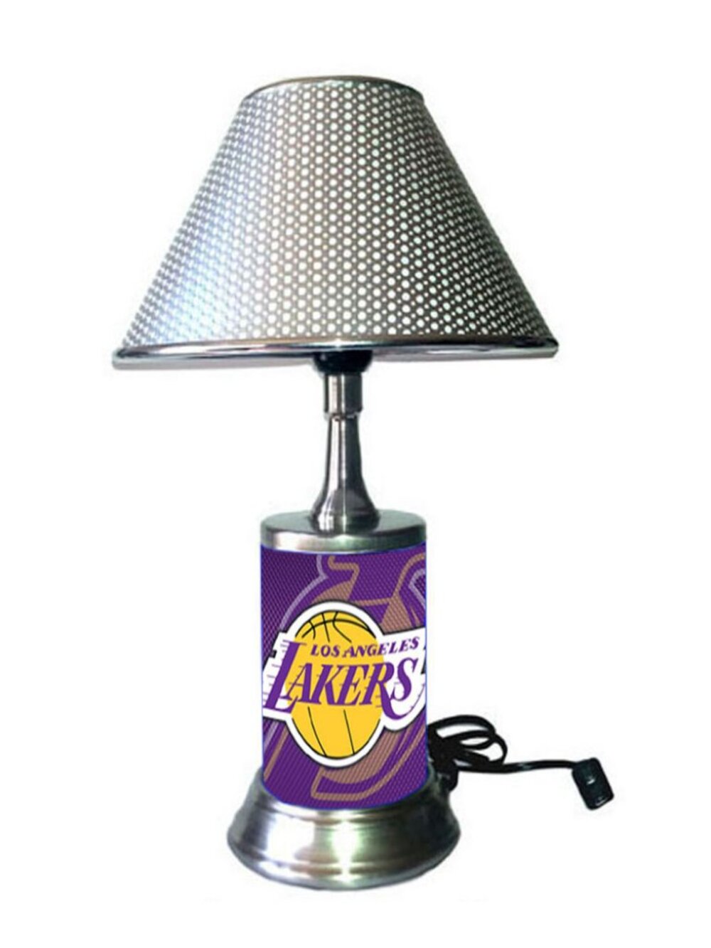 LA Los Angeles Lakers table lamp with chrome finish shade